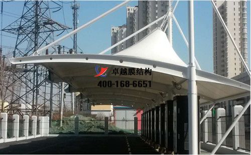 天津膜結(jié)構(gòu)充電站樁車棚【天津市百斯特客運有限公司等】工程設計施工案例